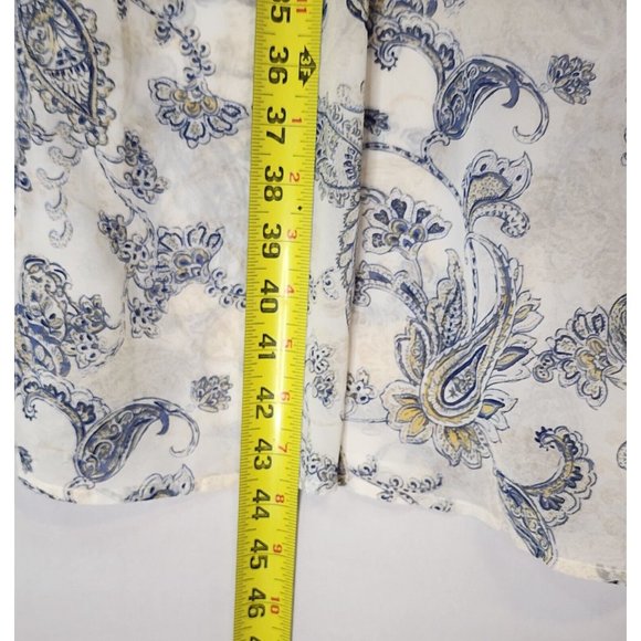 Paper Crane Dress Womens Small Blue White Open Front Midi Ruffled Cap Sleeve - Picture 5 of 16